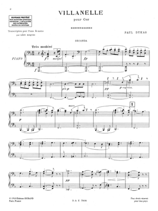 Villanelle. 4 Mains - DUKAS - Partition - Piano